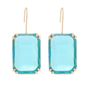 Anthropologie Aquamarine Blue and gold vintage inspired drop earrings